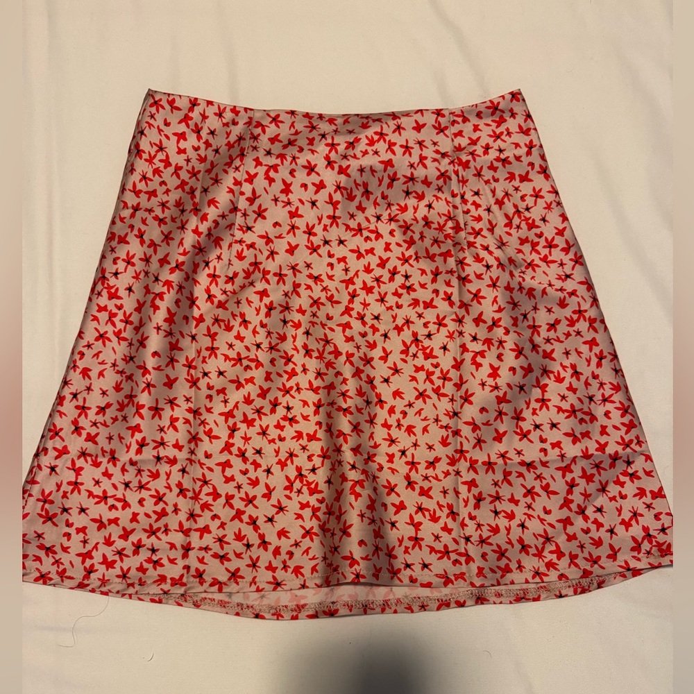 Floral Satin Mini Skirt